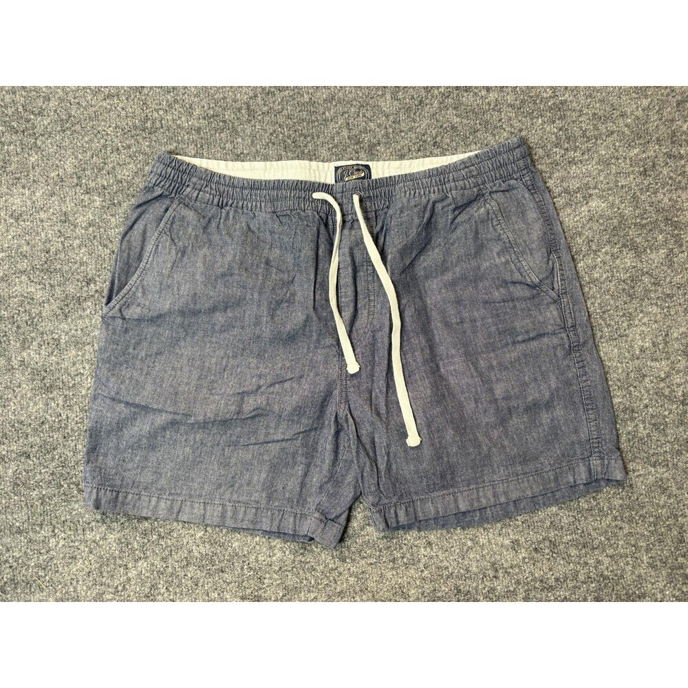 J.CREW Chino Shorts Mens L Blue Lightweight Denim 6" Inseam Drawstring Casual